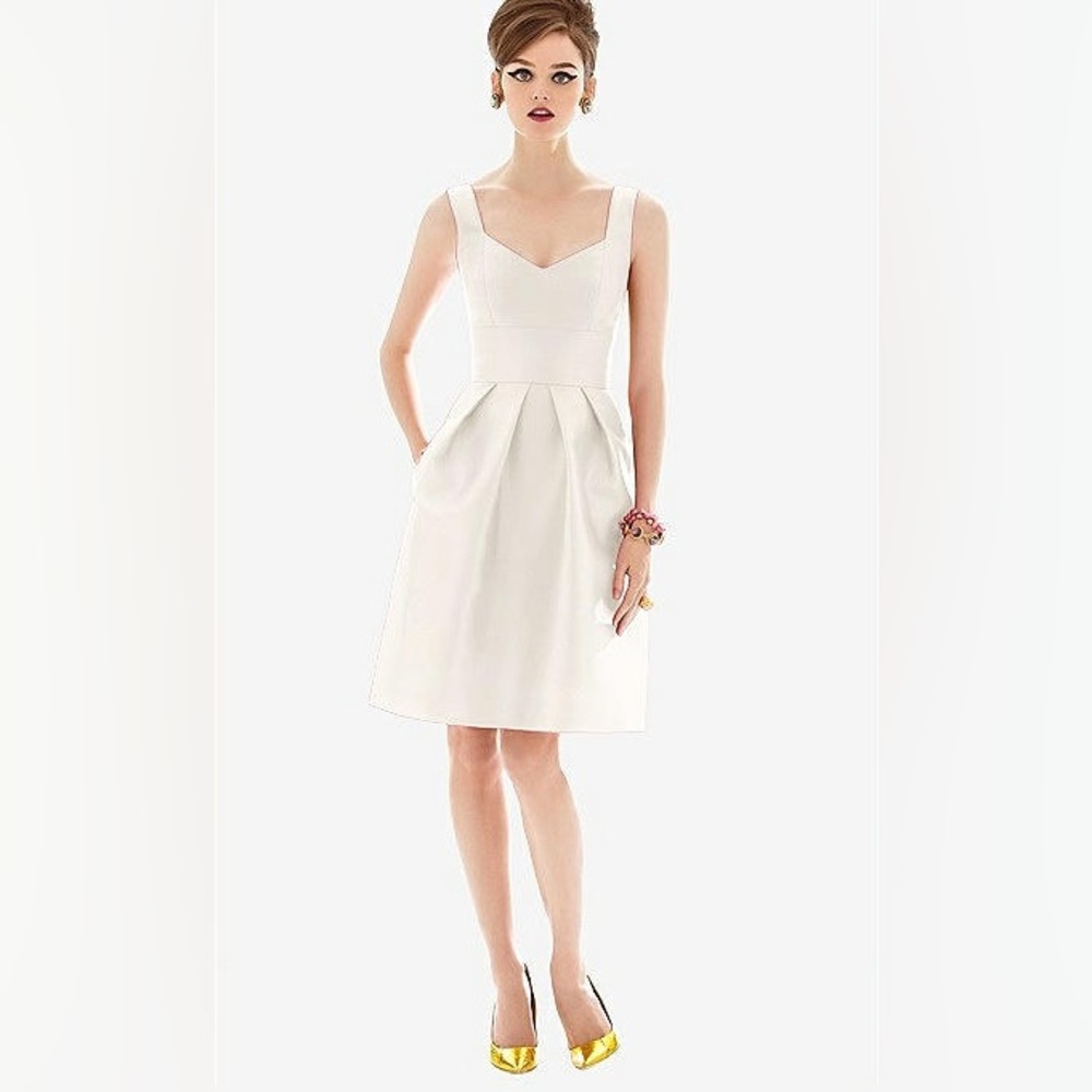 Alfred Sung Sleeveless Cocktail Satin Twill Dress